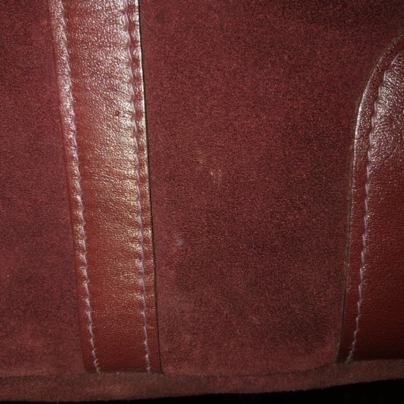 Vintage Burgundy, suede-leather Crossbody purse. - Picture 16 of 16
